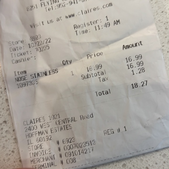 Claire’s New Nose Stainless Piercing Hoops 20G .8mm - Picture 3 of 3